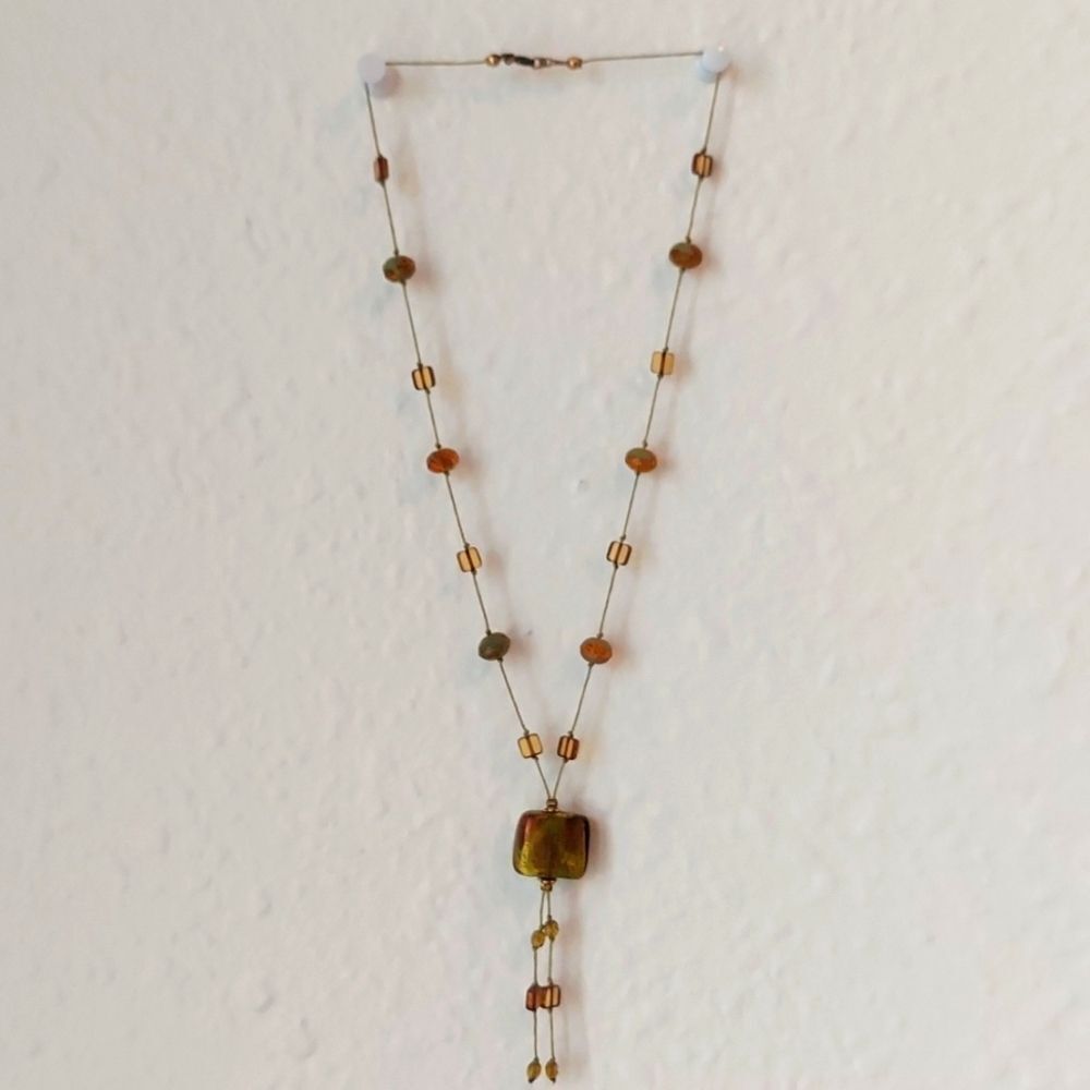 Handmade Amber & Green Statement Necklace